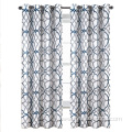 Geometric Printed Textured Flax Window Curtain Drapes